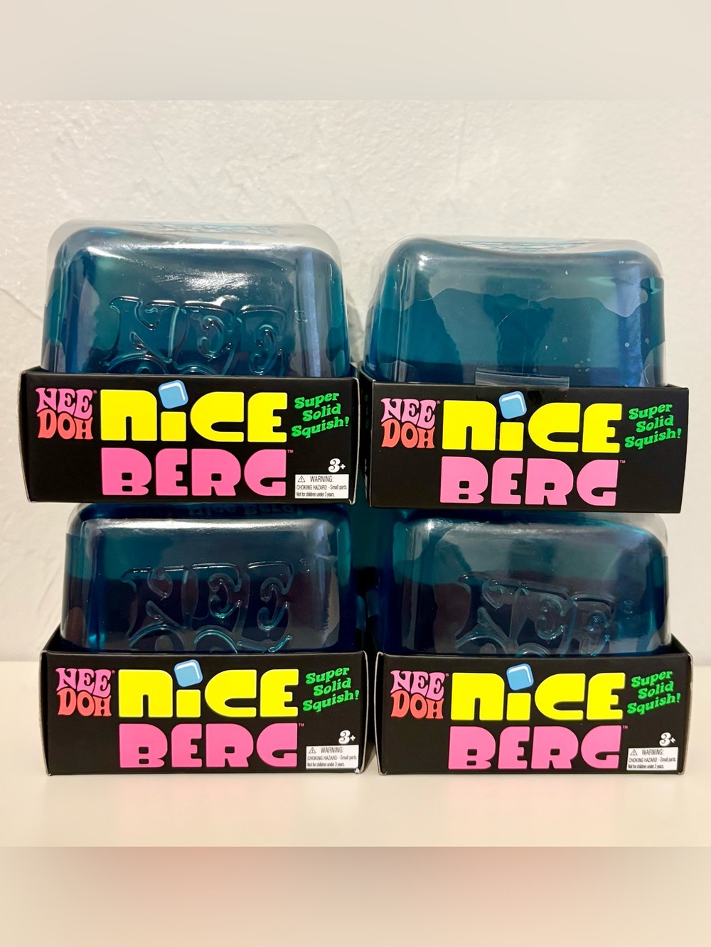 Schylling NeeDoh Niceberg Super Solid Squish! Blue Set of 4
